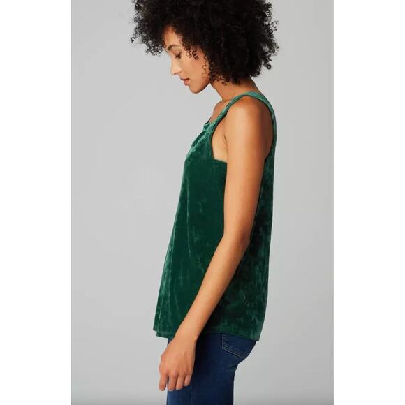 J. Jill Crushed Velvet Tank Top Green Square Neck Sleeveless Pullover Sz M - Picture 9 of 10